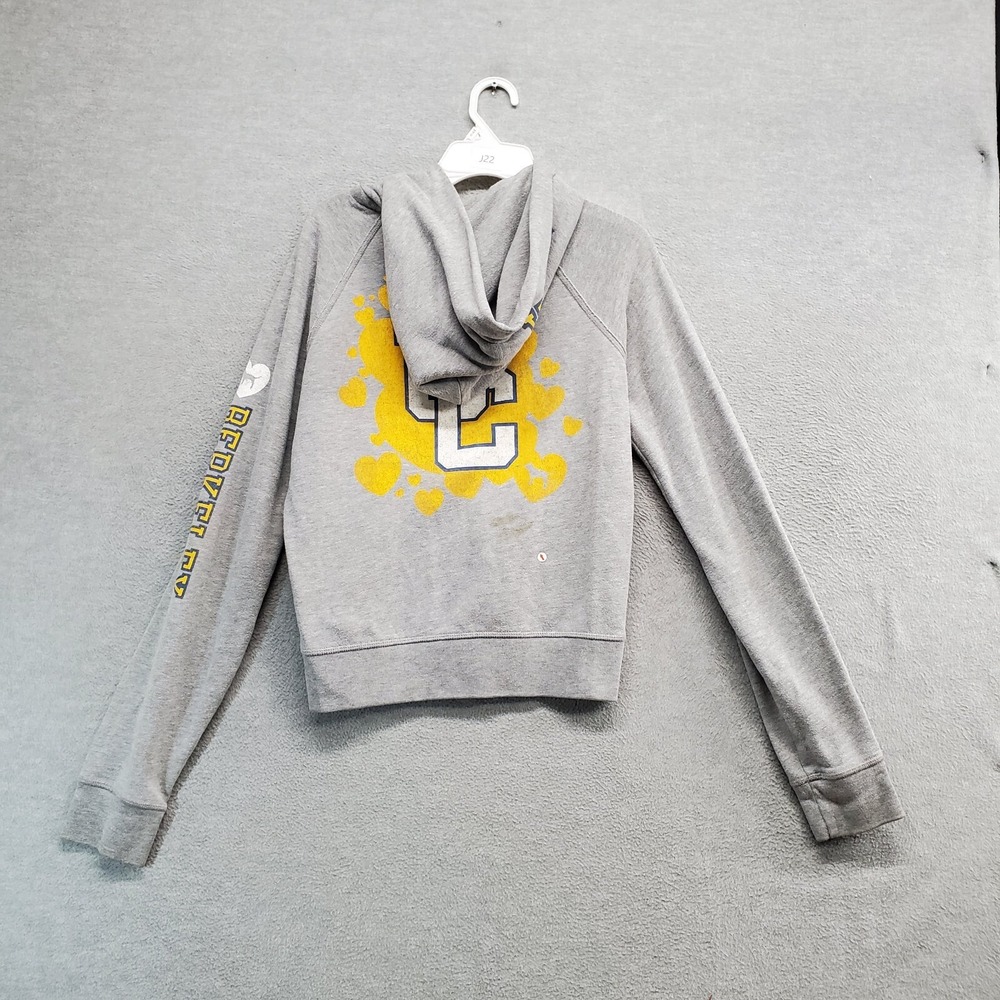 PINK Victoria's Secret Women Sweatshirt L Gray UC Riverside Logo Crop Hoodie *